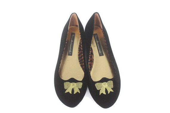 black velvet flats with bow