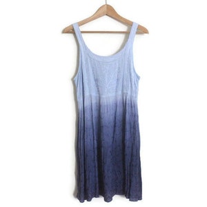 Vintage Indien Boho blau Ombre Rayon bestickt Kleid