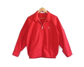 Vintage 70s Red Wind Breaker Jacket - Made in California - Medium