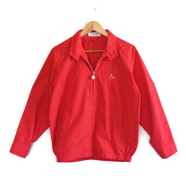 Vintage 70s Red Wind Breaker Jacket - Fabriqué en Californie - Moyen