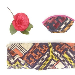 Vintage Designer Banago Straw Woven Clutch and Coin Purse