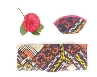 Vintage Designer Banago Straw Woven Clutch and Coin Purse