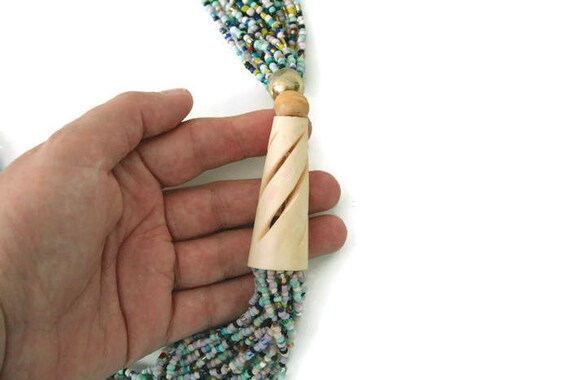 Vintage 80s Beaded Multi-Strand Chunky Statement … - image 3