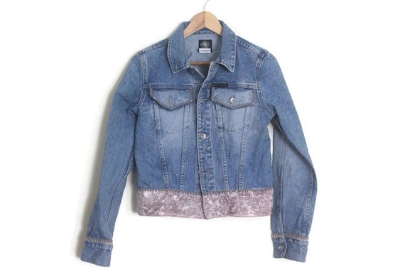 pink velvet denim jacket