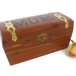 Vintage 70s Wood & Brass Treasure Chest Keepsake Box