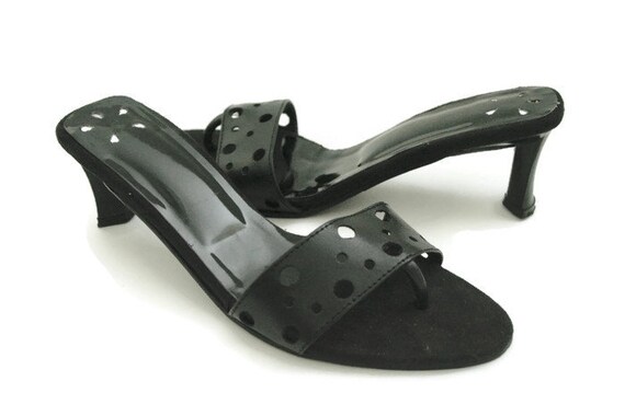 Vintage Y2K Black Polka Dot Square Heels - Size 6 - image 2