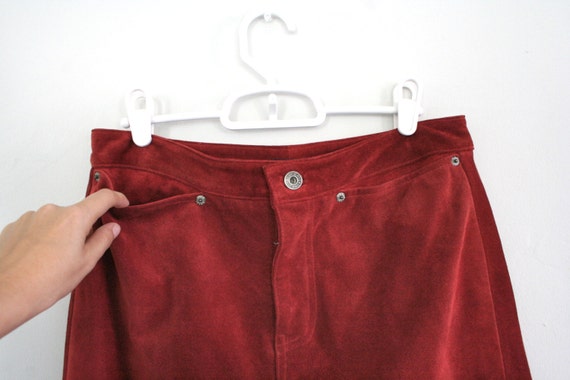 Vintage 90s GAP Rust Burgundy Genuine Leather Ski… - image 3