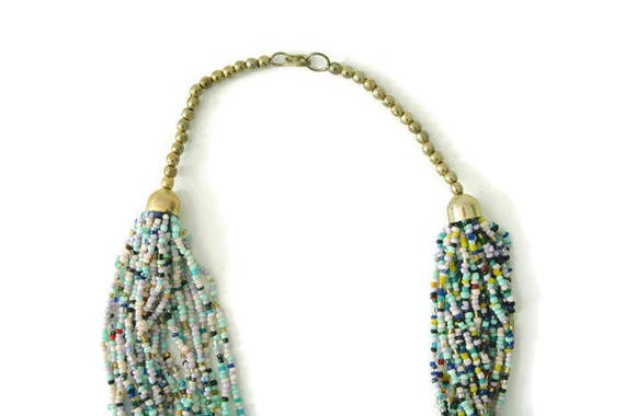Vintage 80s Beaded Multi-Strand Chunky Statement … - image 4