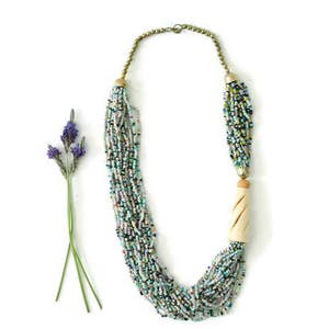 Vintage 80s Beaded Multi-Strand Chunky Statement Necklace