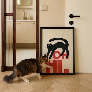 Modern Cat Scratcher Wall Art | Wood Framed, Natural Sisal Decor
