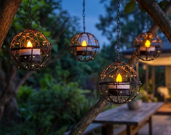 Pack of 4 Solar Hanging Lanterns: Waterproof Outdoor Garden Ambiance Lighting