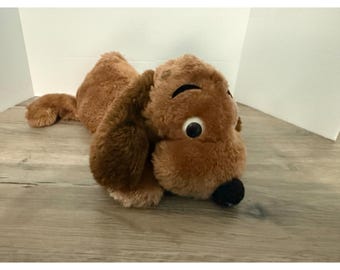 Vintage 1973 R Dakin & Co 10" Drooper Dog BROWN Plush Stuffed Puppy Dog Weighted