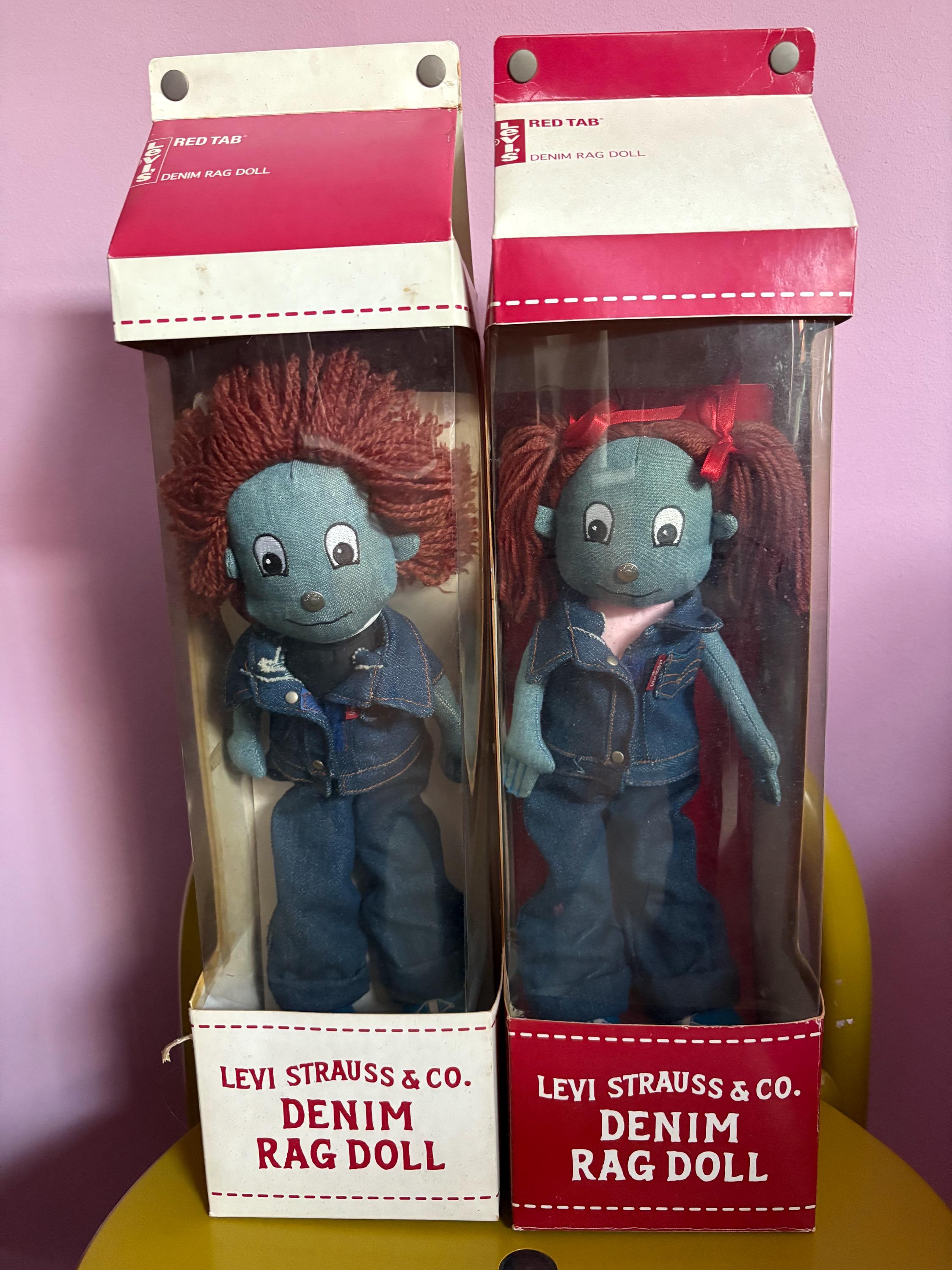 Levi Strauss & Co. Denim Rag Dolls Boy and Girl Original Boxed Set