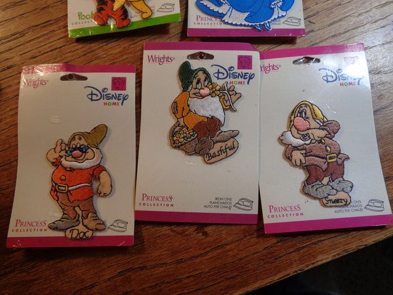 5 Walt Disney Iron on PatchesNew older stockSewing suppliesFree shipping