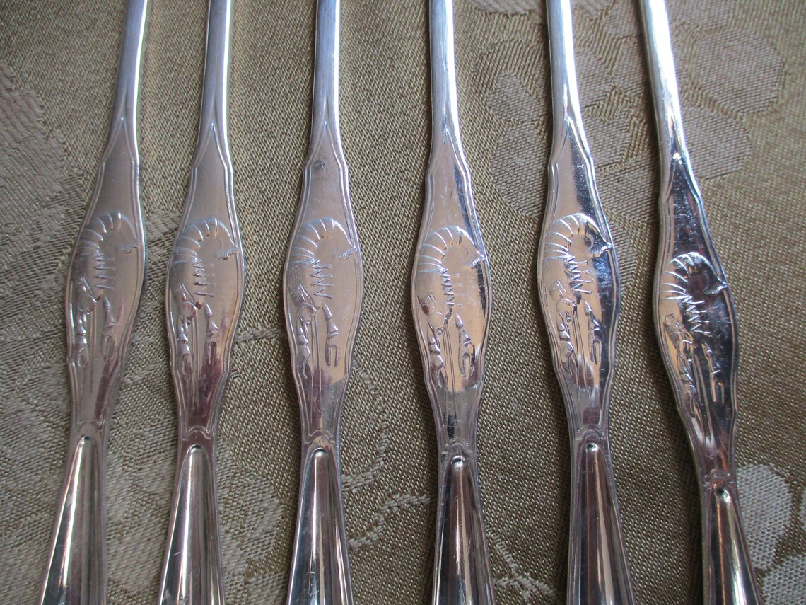Vintage 50's Silver Plate Lobster/Seafood Forks/Set of Six Etsy