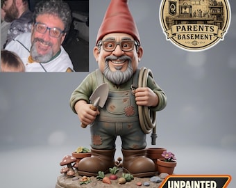 Custom Garden Gnome From Your Photo | Personalized Gift | Handmade in Canada | Custom Statue