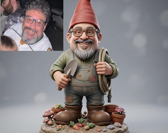 Aangepaste tuinkabouter van je foto | Gepersonaliseerde cadeau | Handgemaakt in Canada | Aangepast standbeeld