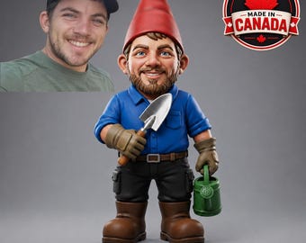 Custom Garden Gnome From Your Photo | Personalized Gift | Handmade in Canada | Custom Statue