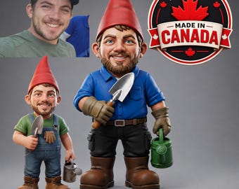 Custom Garden Gnome From Your Photo | Personalized Gift | Handmade in Canada | Custom Statue