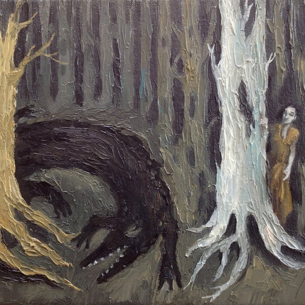 Original Painting, Oil On Canvas "The Watcher" by Michael Broad