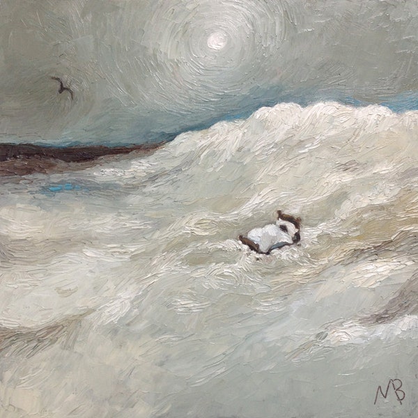 Original Painting, Oil On Canvas "Dreaming Of Waves" by Michael Broad