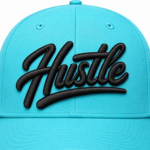 Hustle broderifil för mössor | 3D puffskumhattdesign | Maskinbroderifiler (digital nedladdning)