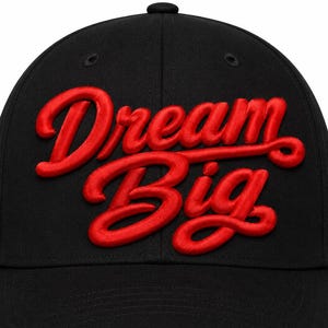 Dream Big Embroidery Design | 3D Puff Retro Script Font | Hat Cap Design Embroidery File (Digital Download)