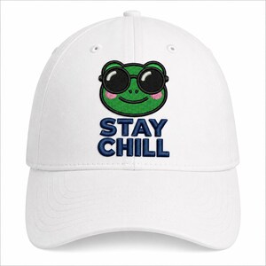 Stay Chill Frog Embroidery Design, Funny Frog Patch Design, Kids Embroidery Pattern