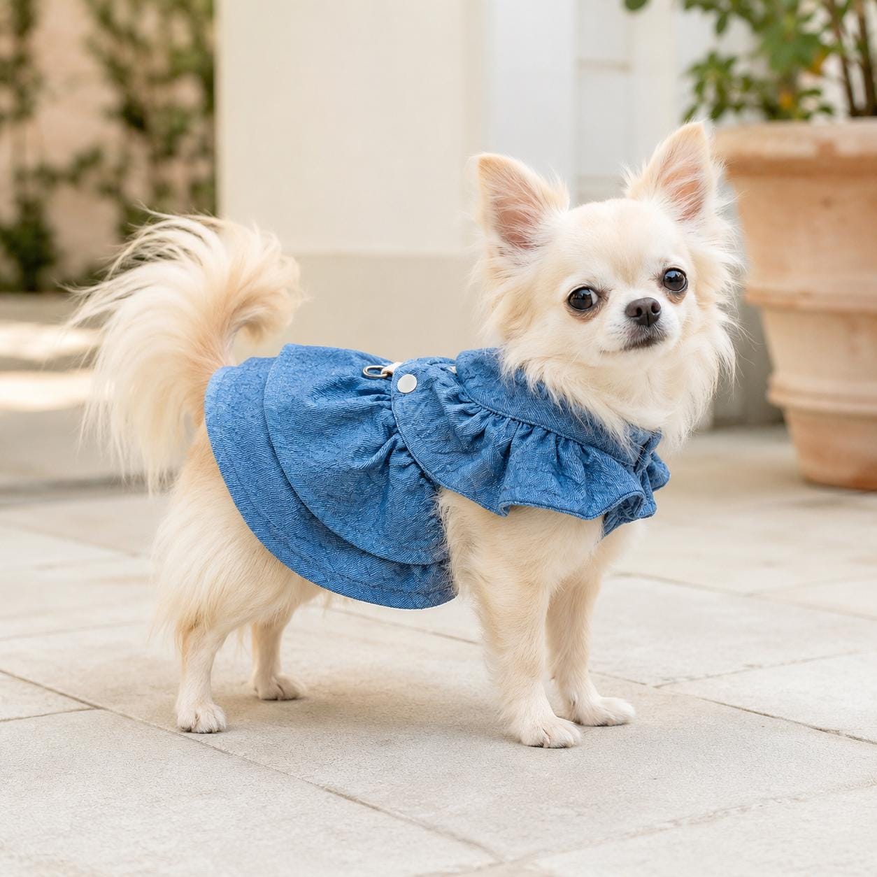 denim dog dress Blue Puppy Cat Suspender Dress Small Dog Outfit Teddy Bichon Jean Dress Pet Clothing Cute Summer Pet Apparel Your favourite dress deserves An adorable denim lemon PROM20.25 Size:3 years US numeric Blue denim