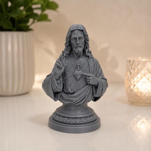 Sacred Heart of Jesus Statue, Catholic Home Decor, Christian Gift, Religious Figurine, Home Altar Decoration, 3D Printed Jesus Bust