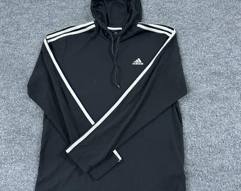Adidas Hoodie Mens Size M Black Aeroready Primegreen 3-Stripe Athletic Pullover