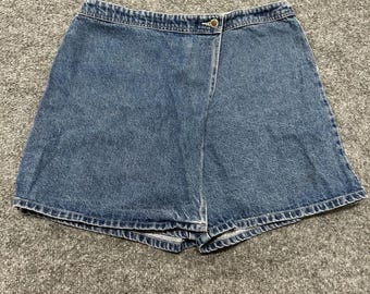 Route 66 Skort Womens Size 10 Blue Denim Wrap Front Casual 90s Medium Wash