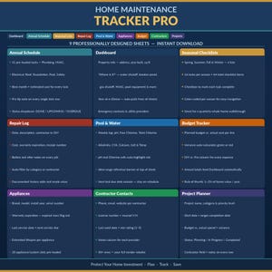 Home Wartung Tracker Tabelle | Excel Vorlage, Pool-Tagebuch (Digitaler Download)