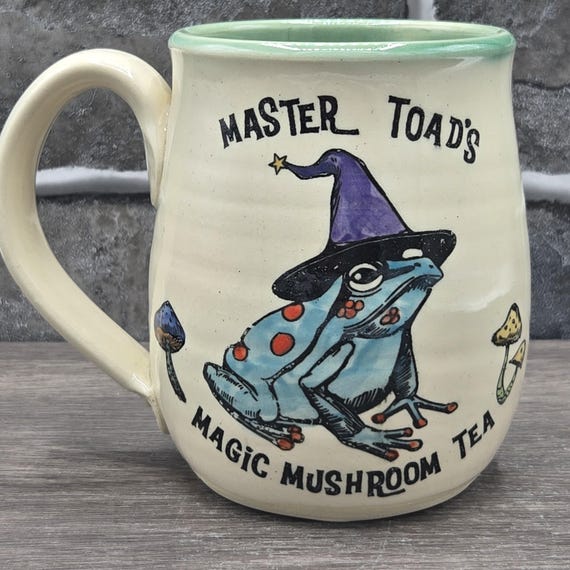 Master Toad's Magic Mushroom Tea mug,  large mug 14+ oz.