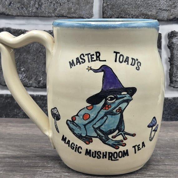 Master Toad's Magic Mushroom Tea mug,  large mug 14+ oz.