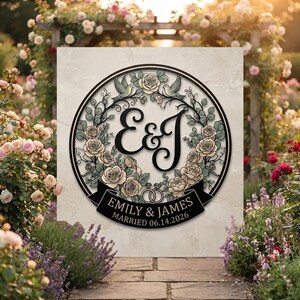 Personalized Wedding Metal Sign, Custom Couple Monogram Wall Art
