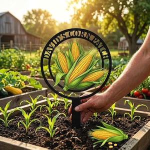 Custom Corn Garden Metal Sign, Personalized Vegetable Patch Decor