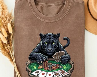 Camiseta de póker Black Panther, camiseta con estampado de animales de casino, camiseta unisex de Texas Hold'em