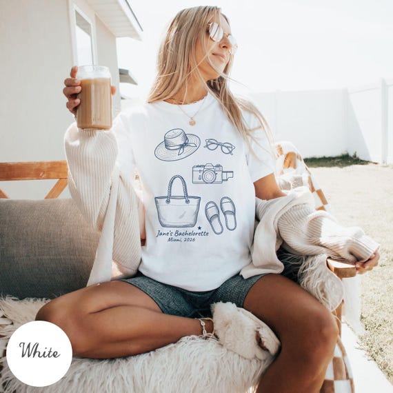 Custom Bachelorette Trip Shirt, Personalized Bride Squad Tee, Bridesmaid Beach Vacation Shirt, Girls Weekend Bach Party Gift, Bridal Party