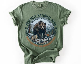 Camiseta del Parque Nacional del Oso, Camiseta con estampado de oso de Yosemite, Camiseta para senderismo y vida silvestre, Regalo para amantes del camping, Camiseta unisex para aventuras en la naturaleza