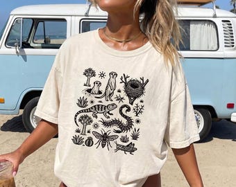 Desert Wildlife Shirt, Comfort Colors® Nature Tee, Southwest Animal Shirt, Desert Critters Tee, Wildlife Lover Gift