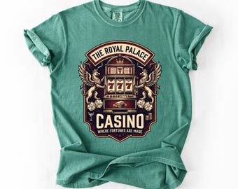 Camiseta del Royal Palace Casino, camiseta vintage de máquina tragamonedas, camiseta de juego Lucky 777, regalo de casino de Las Vegas, camiseta gráfica unisex
