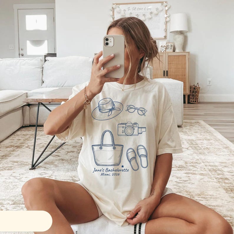 Custom Bachelorette Trip Shirt, Personalized Bride Squad Tee, Bridesmaid Beach Vacation Shirt, Girls Weekend Bach Party Gift, Bridal Party image 3