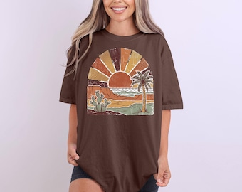 Vintage Desert Sunset Shirt, Retro Western Landscape Tee, Boho Desert Graphic Comfort Colors T-Shirt