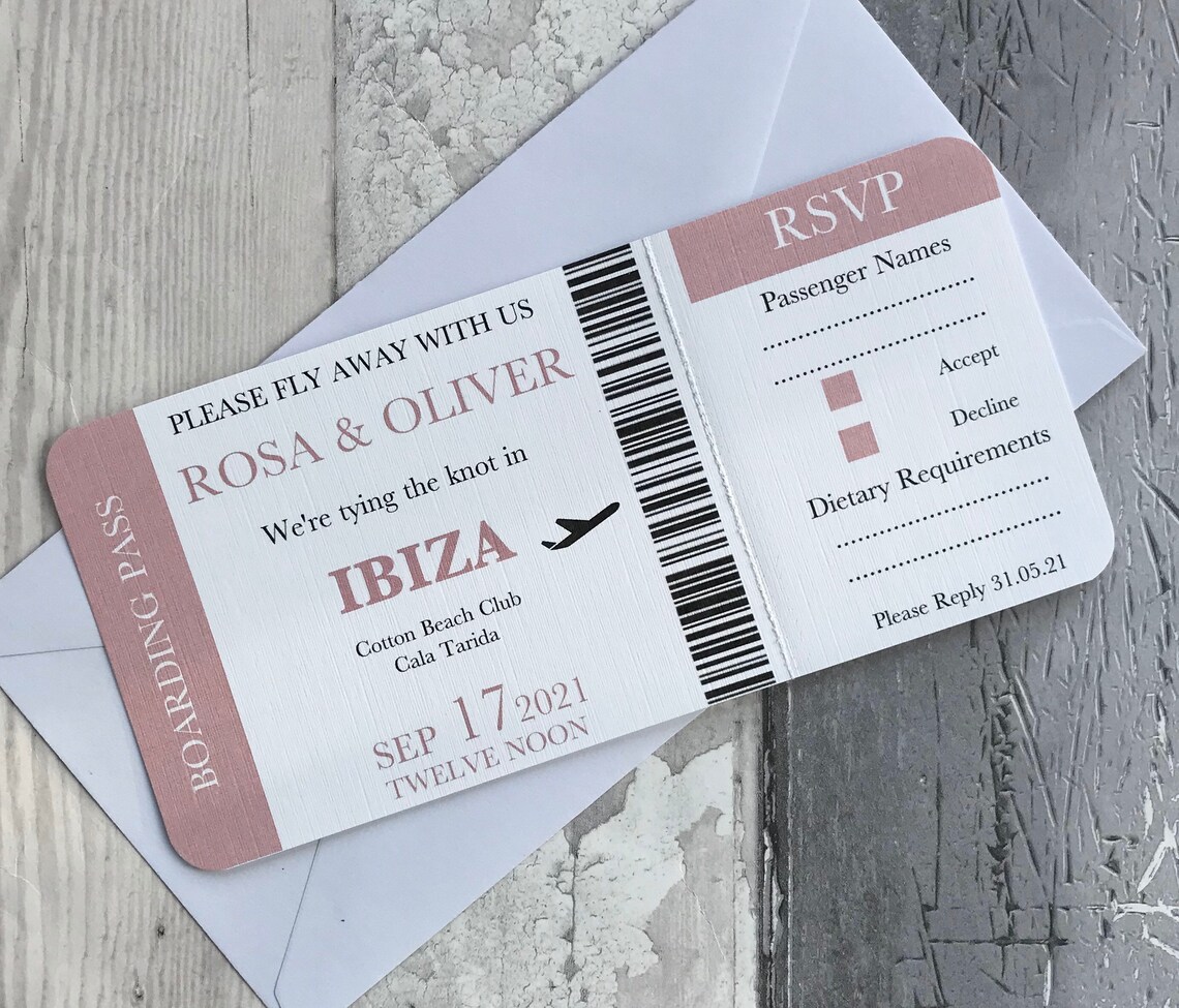 Boarding Pass Printed Wedding Invitation Sample - Etsy UK