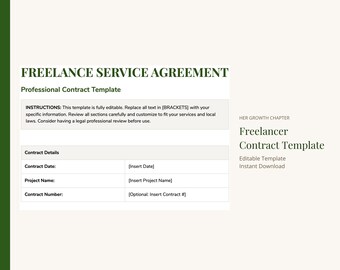 Modelo de Contrato para Freelancers - Proteja seu Trabalho com Confiança - Editável - Download Imediato