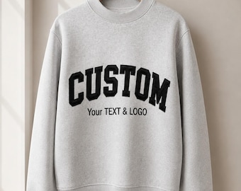 Custom Varsity Embroidered MockNeck , Personalized College University Sweatshirt, Team Gift, Custom Applique Logo , Unisex Gift