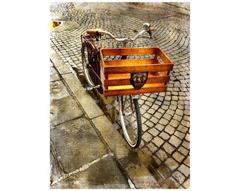 Vintage Bicycle, Tuscany, Italy, Delivery Bike, Midcentury Modern, Florence