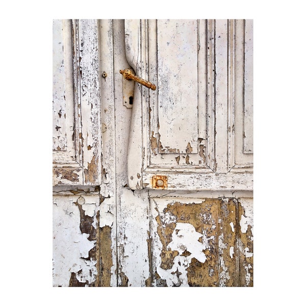 White Door Photo, Rustic Decor, South of France, Calm Colors, Peeling Paint