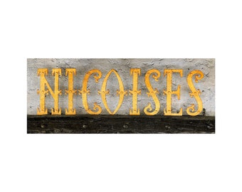 Niçoises Sign Photo, Nice, France, Restaurant Sign, Travel Photography, Gold Home Decor, Ornate Lettering